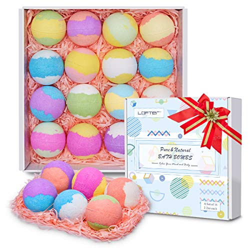 Bath Bombs LOFTer Bath Bombs Gift Set 16pcs Bath Bombs kit for WomenKids Natural and Organic Bath Salts Bubble   Spa Bath Bombs Moisturizes Dry Sensitive Skin