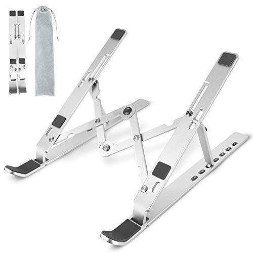 Aigital Laptop Stand Portable Foldable Computer Tablet Stand Multi-Angle Adjustable Creative Storage Laptop Holder Riser Compatible with 10-17 Notebook PC Tablet Thinkpad