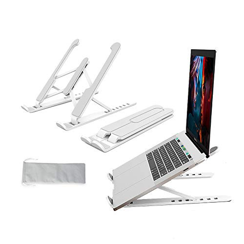 Laptop Stand Height Adjustable Foldable   Portable Laptop Riser Ergonomic Computer Stand Holder for Desk Compatible with MacBook Air Pro HP Lenovo More 10-15_6 PC Notebook - White