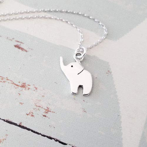 Sterling Silver Simple Elephant Charm Necklace 18