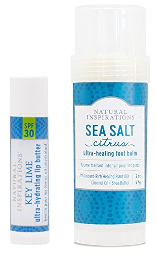 Natural Inspirations Foot Balm and Lip Butter Gift Set Key Lime and Sea Salt Citrus