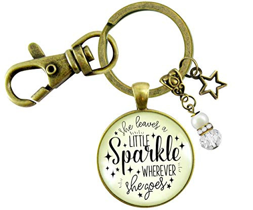 Gutsy Goodness She Leaves a Little Sparkle Glam Quote Keychain Life Jewelry Gift Star Charm Gutsy Goodness She Leaves a Little Sparkle Glam Quote Keychain Life Jewelry Gift Star Charm