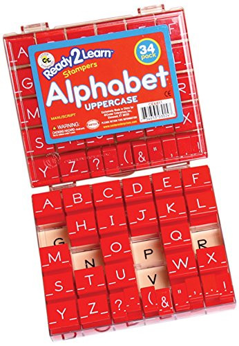 Ready 2 Learn Alphabet Stamps - Uppercase - Large - Set of 34 - Letter Stampers for Kids