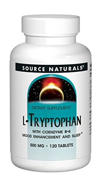 Source Naturals L-Tryptophan with Coenzyme B-6 500mg - 120 Tablets Source Naturals L-Tryptophan with Coenzyme B-6 500mg - 120 Tablets