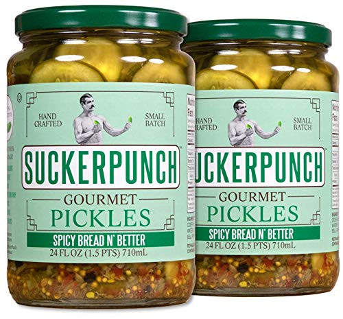 SuckerPunch Gourmet Spicy Bread N Better Pickle Chips 24 Ounce 2-Pack