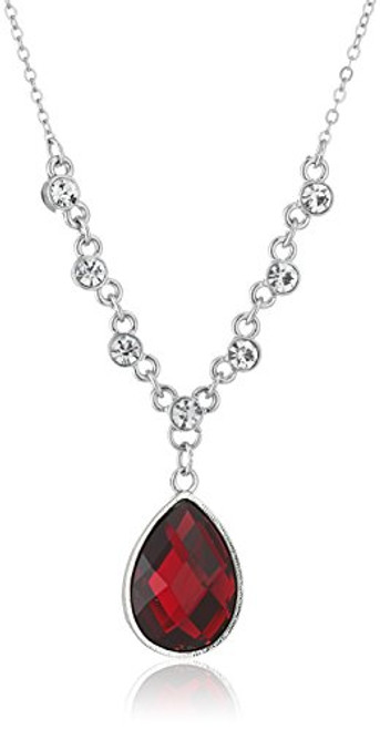 1928 Jewelry Silver-Tone Red Teardrop Adjustable Pendant Necklace 16 3 Extender 1928 Jewelry Silver-Tone Red Teardrop Adjustable Pendant Necklace 16 3 Extender