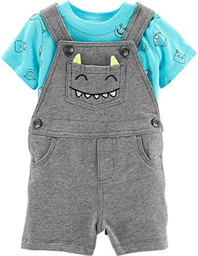 Carters 2-Piece Monster Tee   Shortalls Set 6 Months Gray and Blue