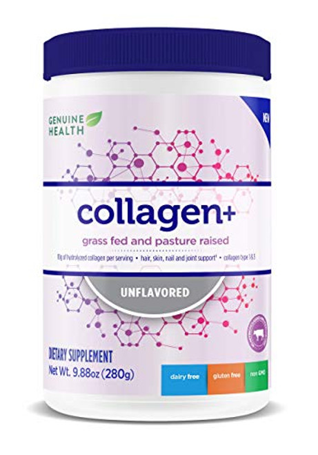 Genuine Health Collagen Unflavored Hydrolyzed Bovine Collagen Powder Grass Fed 9_88oz Tub Genuine Health Collagen Unflavored Hydrolyzed Bovine Collagen Powder Grass Fed 9_88oz Tub