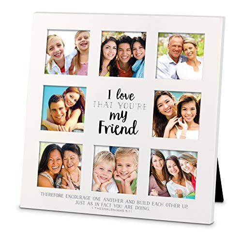 Lighthouse Christian Products I Love That Youre My Friend White 8_75 x 8_75 Wood 8 Opening Collage Photo Frame