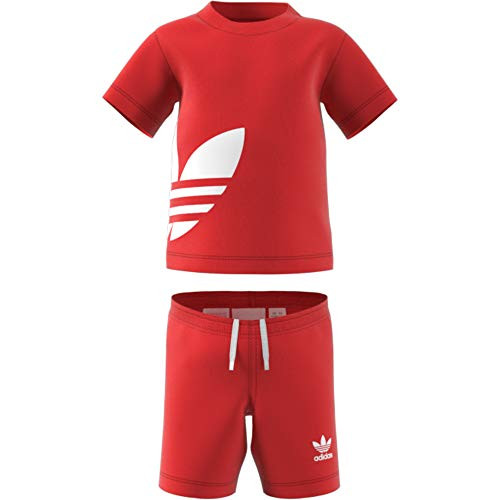 adidas Originals Mens Big Trefoil Short Sleeve T-Shirt Lush RedWhite 2T