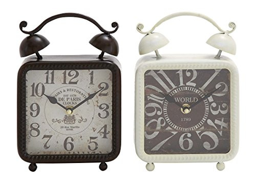 Deco 79 Metal Desk Clock 2 Assorted 6 W 9 H-92208