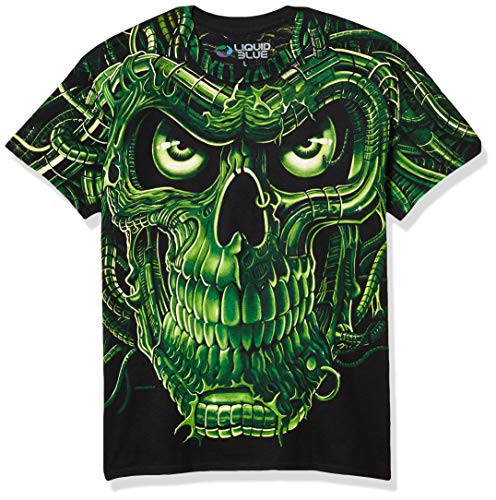 Liquid Blue Mens Terminator Skull T-Shirt Black X-Large
