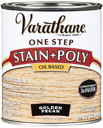 Varathane 225243H One-Step Wood Stain   Polyurethane Quart Golden Pecan
