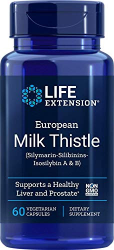 Life Extension European Milk Thistle Silymarin-Silibinins-Isosilybin A   B 750 mg 60 Vegetarian Capsules