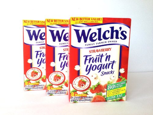 Welchs Fruit n Yogurt Snacks Strawberry 8 Pouches Pack of 3
