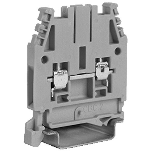 ASI CBC02GR Single Level Feed-Through Screw Clamp Terminal Block DIN Rail Mount 20 amp 600V 20 to 12 AWG 5 mm Wide Gray Pack of 120