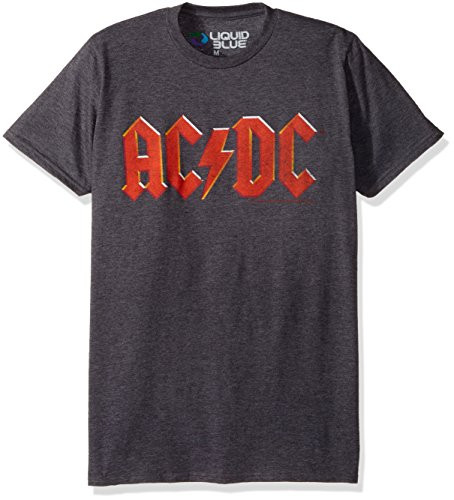 Liquid Blue Mens Acdc Vintage Logo Short Sleeve T-Shirt Charcoal Heather X-Large