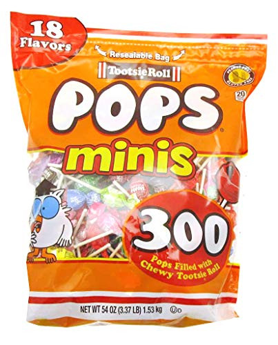Tootise Roll Assorted Flavor Mini Pops - Bulk Bag of 300 Lollipops 54 Ounce
