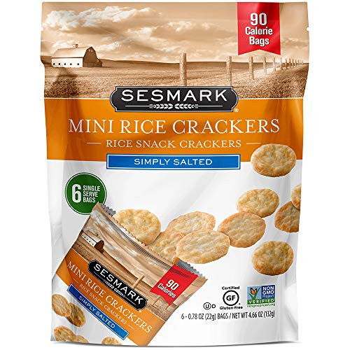 Sesmark Mini Rice Crackers- Simply Salted 6 X 0_76-Oz Single Serve Bagsper Pouch 90 Calorie Each Pack Of 6 Pouches 201191 Simply Salted 27_36 Oz