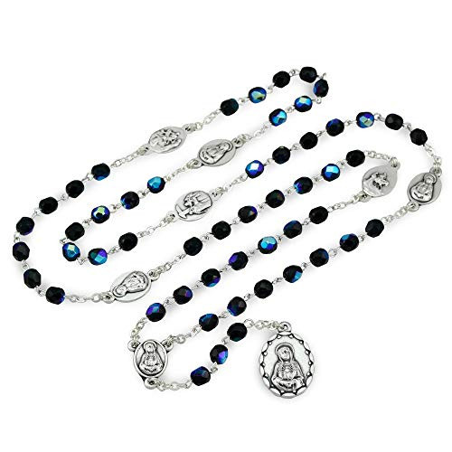 Seven Sorrows Chaplet with Black Crystal Shape Beads - Servite Rosary Seven Sorrows Chaplet with Black Crystal Shape Beads - Servite Rosary