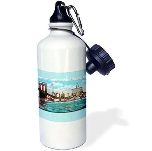3dRose Brooklyn Bridge Woodworth and Municipal Buildings New York City-Sports Water Bottle 21oz  Multicolored