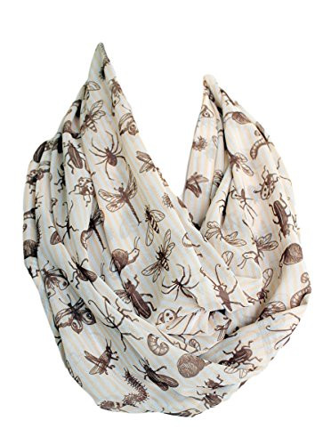 Etwoas Bugs Infinity Scarf Circle Scarf Loop Scarf Striped Brown