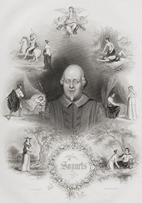 Posterazzi William Shakespeare 1564-1616 English Poet And Playwright Surrounded Poster Characters From His Plays_ From A 19Th Century Print 13 x 18 Posterazzi William Shakespeare 1564-1616 English Poet And Playwright Surrounded Poster Characters From His Plays_ From A 19Th Century Print 13 x 18
