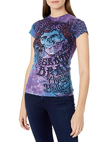 Liquid Blue Womens Grateful Dead Bertha Baby Blue Juniors Tie Dye Graphic Tee Large
