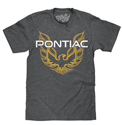 Tee Luv Pontiac Firebird Shirt - Vintage Pontiac Car Logo Shirt Charcoal Heather 3XL