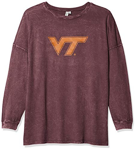 chicka-d Virginia Tech Hokies Womens Oversized Team Icon Shirt Merlot Small