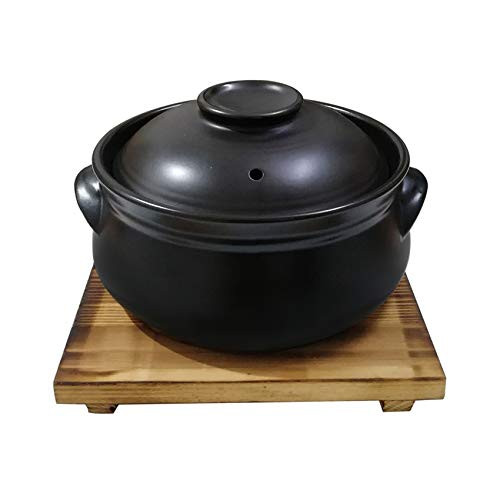 Korean Premium Ceramic Black Casserole Clay Pot with LidFor Cooking Hot Pot Dolsot Bibimbap and Soup