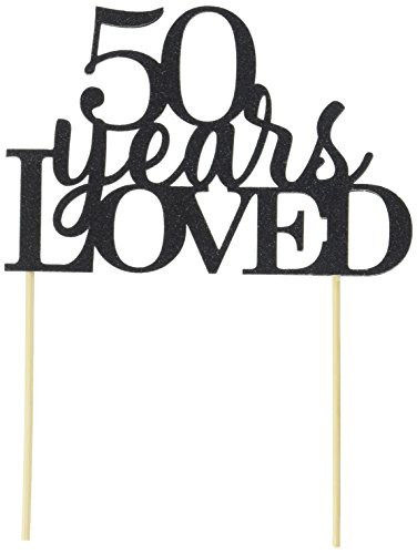 All About Details Black 50-Years-Loved Cake Topper