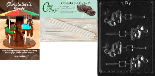 Cybrtrayd 'Traditional Bunny Lolly' Easter Chocolate Candy Mold with 25 4.5-Inch Lollipop Sticks and Chocolatier's Guide