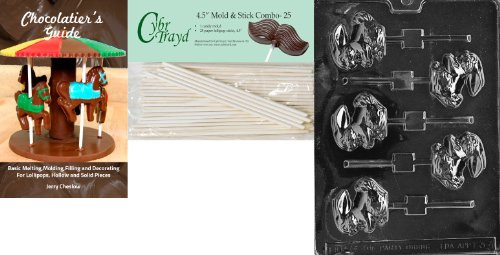 Cybrtrayd 'Hopping Bunny Lolly' Easter Chocolate Candy Mold with 25 4.5-Inch Lollipop Sticks and Chocolatier's Guide