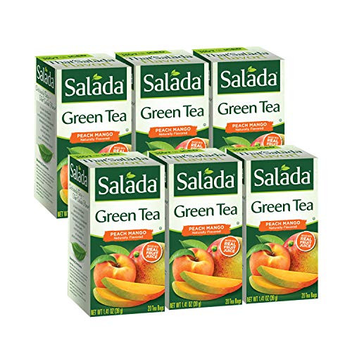Salada Peach Mango Green Tea 120 Individually Wrapped Tea Bags Pack of 6