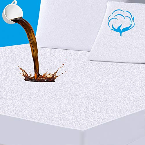 Twin XL Size Premium Waterproof Mattress Protector Breathable Cotton Terry Surface Mattress Cover Deep Pocket Stretch to 16 Noiseless Vinyl Free Bed Cover - 10 Year Quality Assurance Twin XL Size Premium Waterproof Mattress Protector Breathable Cotton Terry Surface Mattress Cover Deep Pocket Stretch to 16 Noiseless Vinyl Free Bed Cover - 10 Year Quality Assurance