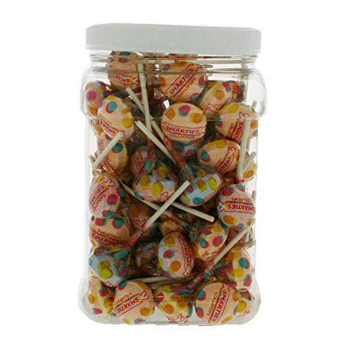 Smarties Pops 1_5 Pound Smarties Suckers - Assorted Flavors Bulk Smarties Sucker Candy in 64 FL OZ Gift Ready Reusable Square Jar