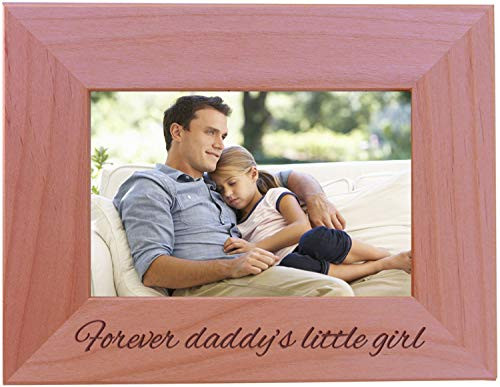 CustomGiftsNow Forever Daddys Little Girl - Engraved Wood Picture Frame 4x6 Horizontal
