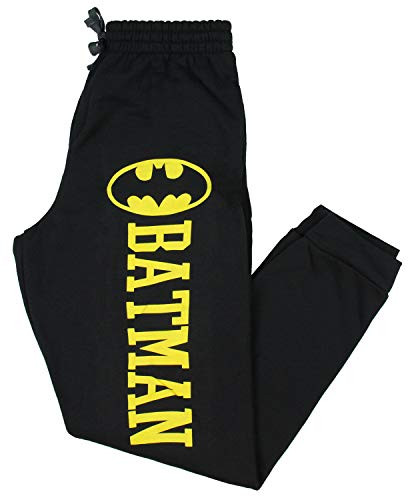DC Comics Mens Batman Logo Jogger Style Sleep Lounge Pajama Pants Large Black