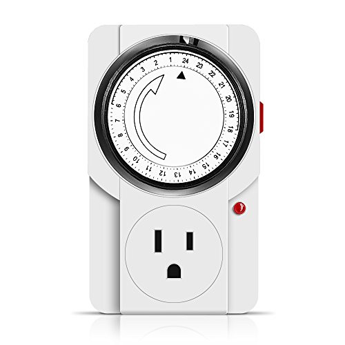 KinGrow 24 Hours Plug-in Indoor Mechanical Outlet Timer, 15 Minute Increments