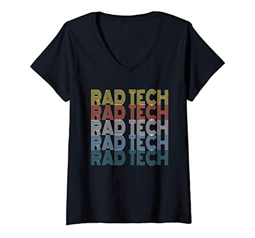 Womens Retro Radiology Technician XRay Tech Funny Rad Tech Gift V-Neck T-Shirt