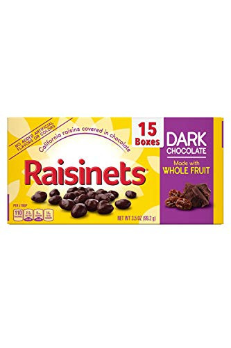 Raisinets Dark Chocolate Covered Raisins Bulk Ferrero Candy Christmas Stocking Stuffers 3_5 Ounce Boxes Pack of 15