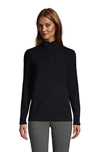 Lands End WMS Quarter Zip Fleece Pullover Black Regular Medium