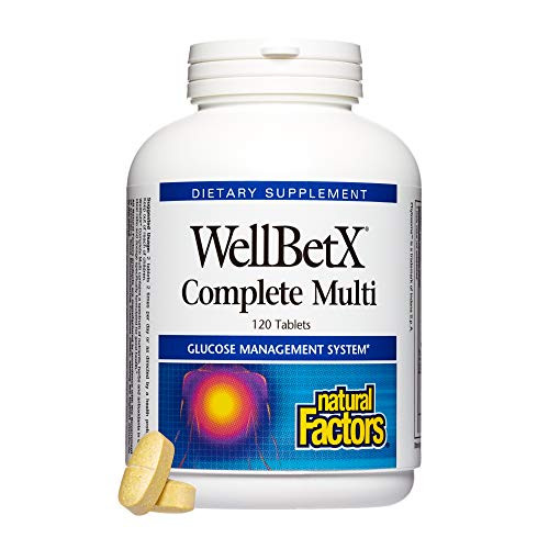 WellBetX by Natural Factors Complete Multi Supports Healthy Blood Sugar Levels Already in a Normal Range 120 capsules 60 servings