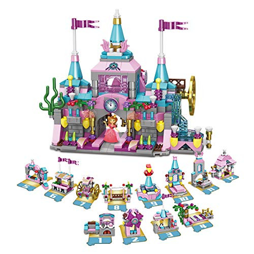 FYD Girls Building Blocks Toy Set 622 Pcs Basic Building Bricks 25 in 1 Pink Palace Princess Castle Construction Building Toys Kit Birthday Gifts for Girls Age 6