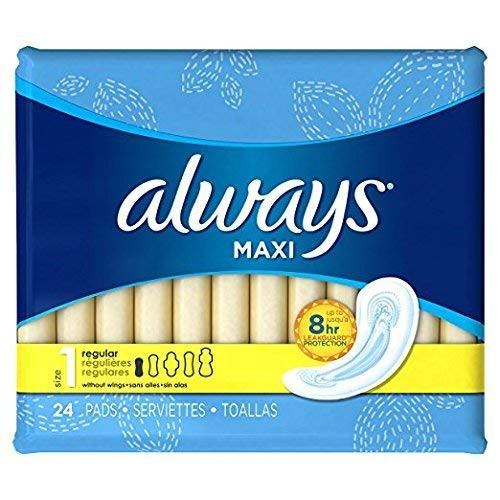 Always Maxi Pads 24ct Regular Non-Wing Unscented 24 Count Pack of 2