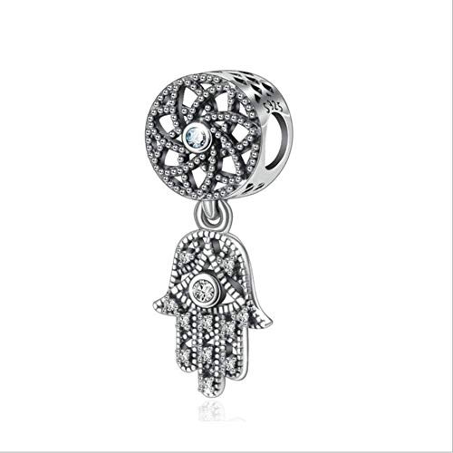 Hand of Fatima Charm 925 Sterling Silver Hamsa Charm Anniversary Charm for Pandora Charm Bracelet B