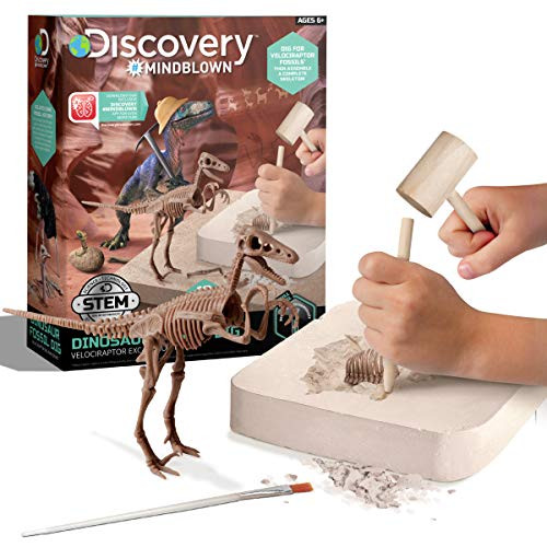 Discovery MINDBLOWN Dinosaur 3D Fossil Dig Excavation Kit 10-Piece Velociraptor