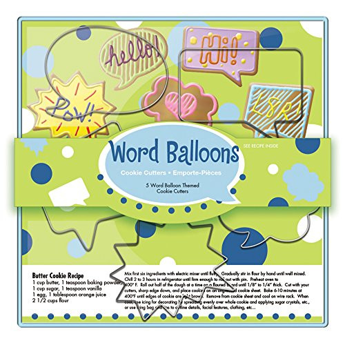 Fox Run 36037 Word Balloons Cookie Cutter Set, Tin-Plated Steel, 5-Piece