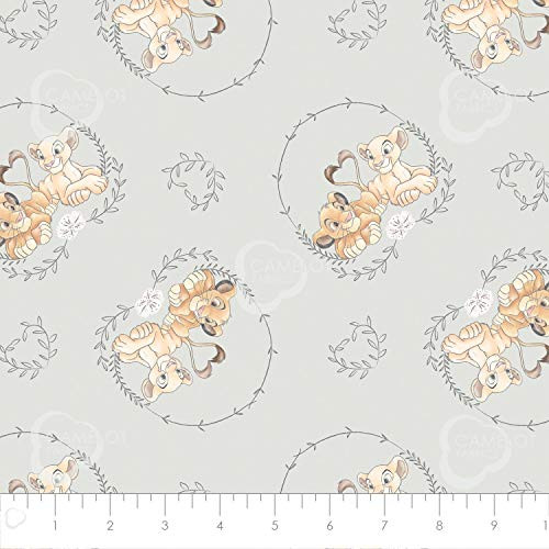 Lion King Fabric by Camelot Fabrics Licensed by Disney, Simba and Nala Sweet Friends (1 Yard)